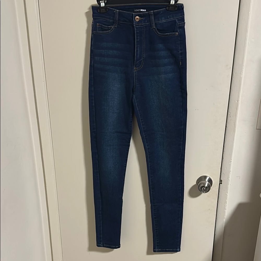 Fashion Nova Medium Dark Blue High Rise Jeans